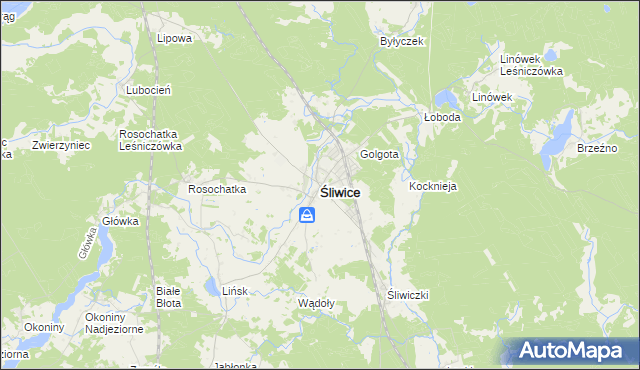 mapa Śliwice powiat tucholski, Śliwice powiat tucholski na mapie Targeo