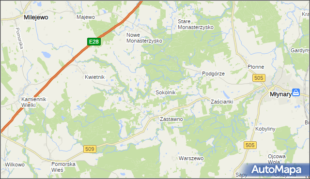 mapa Sokolnik gmina Młynary, Sokolnik gmina Młynary na mapie Targeo