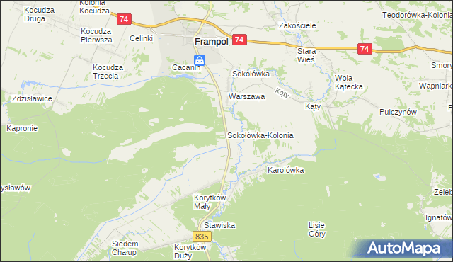 mapa Sokołówka-Kolonia, Sokołówka-Kolonia na mapie Targeo