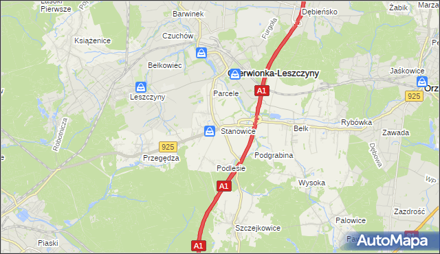 mapa Stanowice gmina Czerwionka-Leszczyny, Stanowice gmina Czerwionka-Leszczyny na mapie Targeo