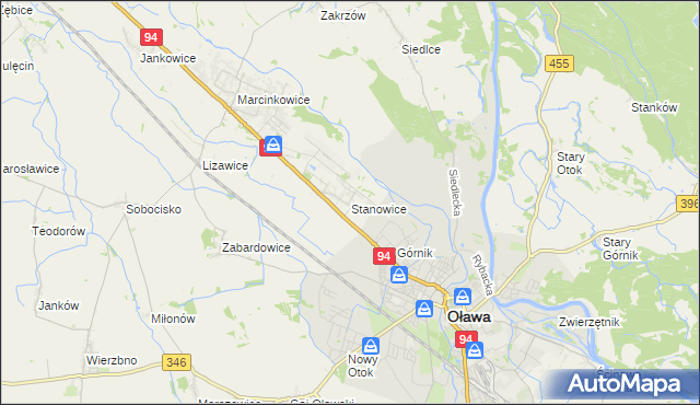 mapa Stanowice gmina Oława, Stanowice gmina Oława na mapie Targeo