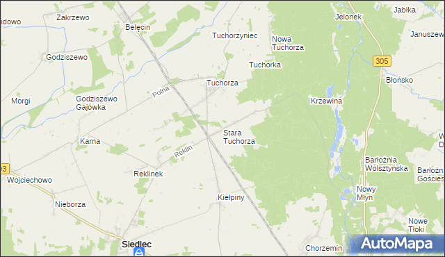 mapa Stara Tuchorza, Stara Tuchorza na mapie Targeo