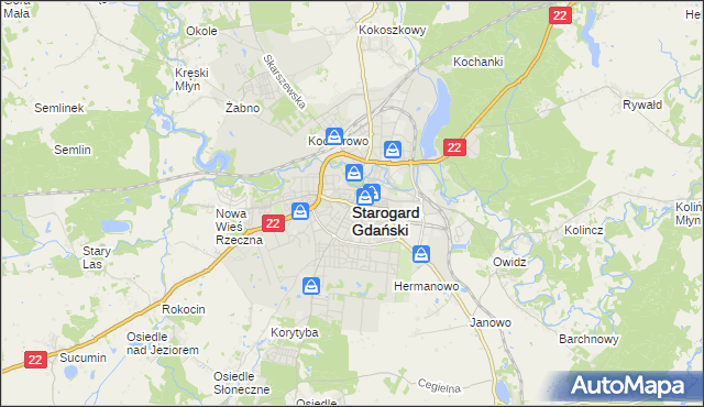 mapa Starogard Gdański, Starogard Gdański na mapie Targeo