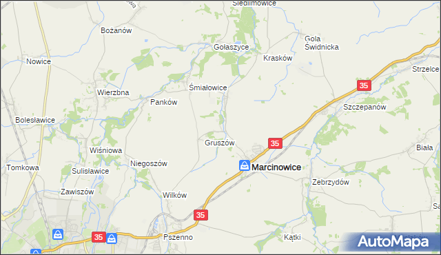 mapa Stefanowice gmina Marcinowice, Stefanowice gmina Marcinowice na mapie Targeo