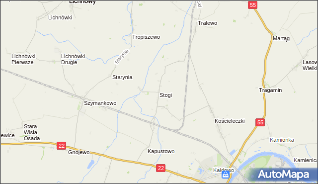 mapa Stogi gmina Malbork, Stogi gmina Malbork na mapie Targeo