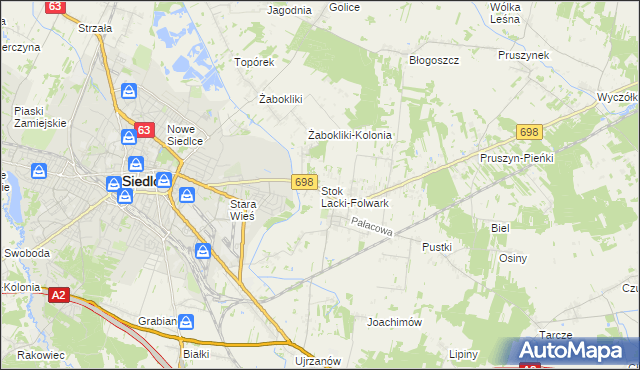 mapa Stok Lacki-Folwark, Stok Lacki-Folwark na mapie Targeo