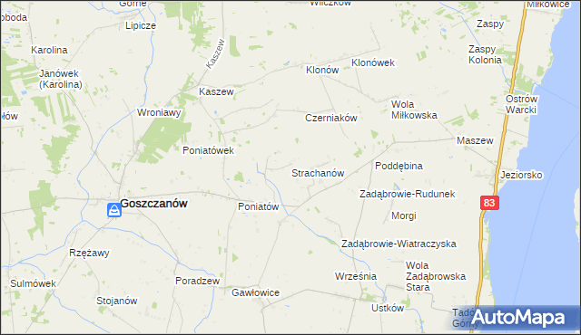 mapa Strachanów, Strachanów na mapie Targeo