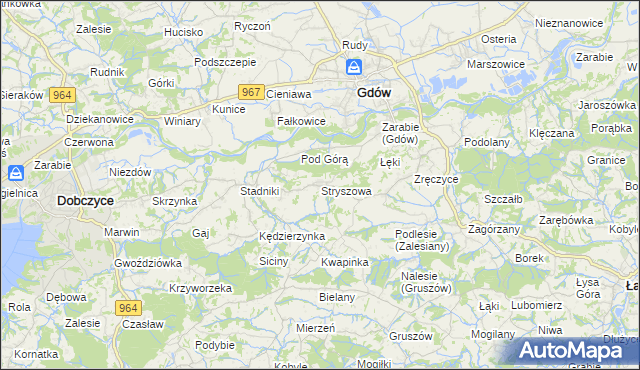 mapa Stryszowa, Stryszowa na mapie Targeo