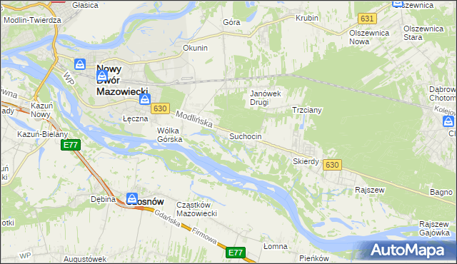 mapa Suchocin gmina Jabłonna, Suchocin gmina Jabłonna na mapie Targeo