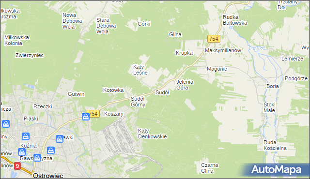 mapa Sudół gmina Bodzechów, Sudół gmina Bodzechów na mapie Targeo