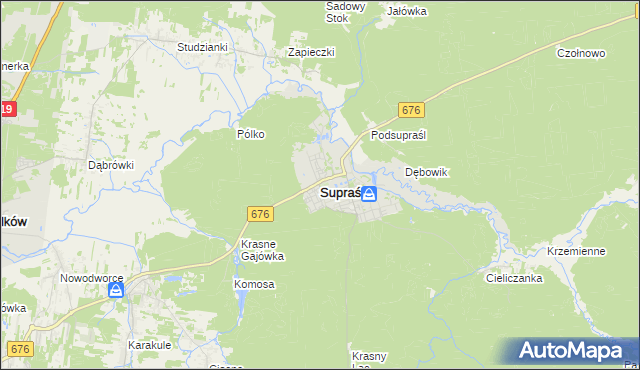 mapa Supraśl, Supraśl na mapie Targeo