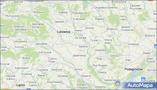 mapa Świdnik gmina Łukowica, Świdnik gmina Łukowica na mapie Targeo