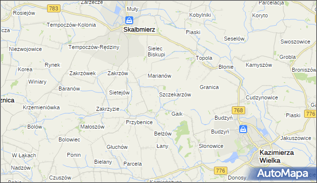 mapa Szczekarzów, Szczekarzów na mapie Targeo