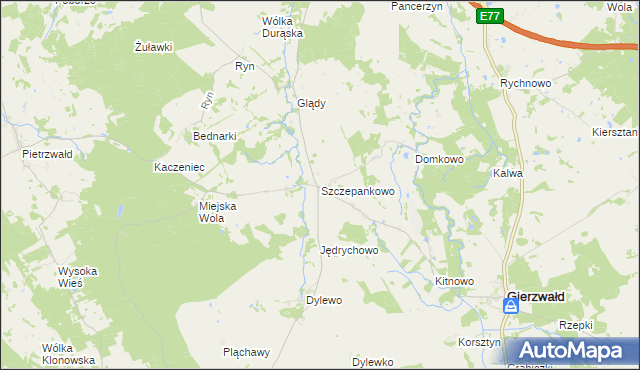 mapa Szczepankowo gmina Grunwald, Szczepankowo gmina Grunwald na mapie Targeo