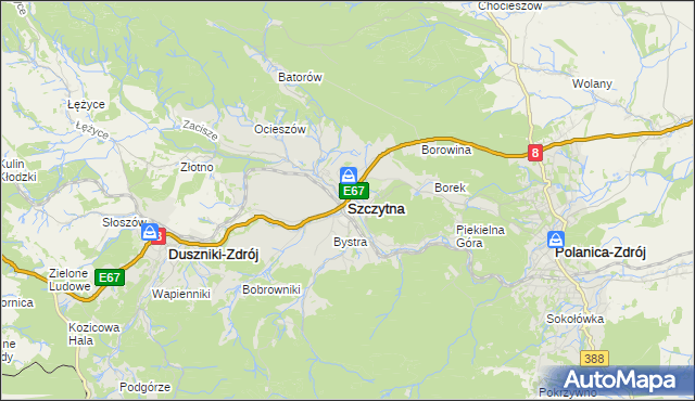 mapa Szczytna powiat kłodzki, Szczytna powiat kłodzki na mapie Targeo