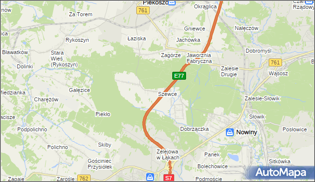 mapa Szewce gmina Sitkówka-Nowiny, Szewce gmina Sitkówka-Nowiny na mapie Targeo