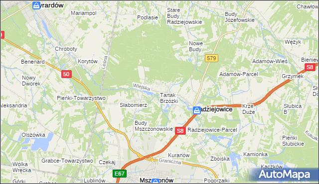 mapa Tartak Brzózki, Tartak Brzózki na mapie Targeo