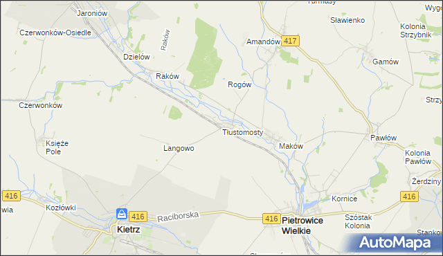 mapa Tłustomosty, Tłustomosty na mapie Targeo