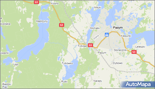 mapa Tylkowo, Tylkowo na mapie Targeo