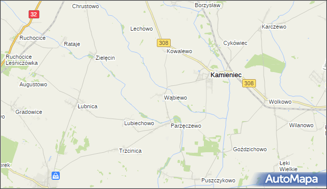 mapa Wąbiewo, Wąbiewo na mapie Targeo