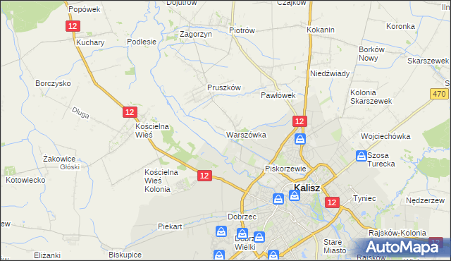 mapa Warszówka gmina Blizanów, Warszówka gmina Blizanów na mapie Targeo