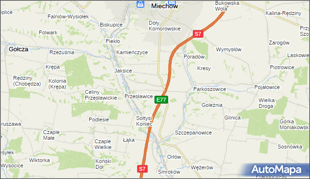 mapa Wielki Dół gmina Miechów, Wielki Dół gmina Miechów na mapie Targeo