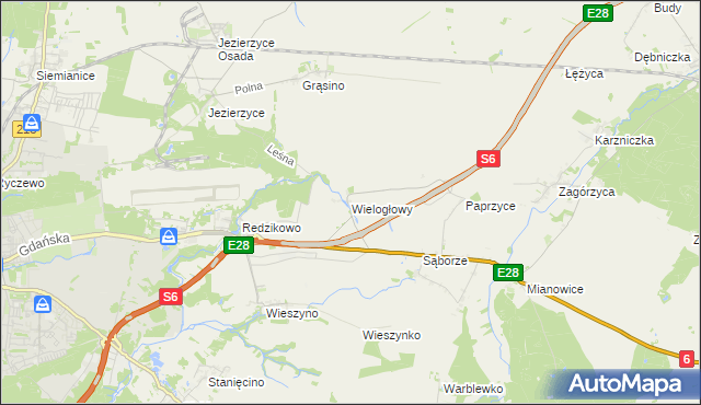 mapa Wielogłowy gmina Damnica, Wielogłowy gmina Damnica na mapie Targeo