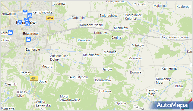 mapa Wiktorów gmina Bełchatów, Wiktorów gmina Bełchatów na mapie Targeo