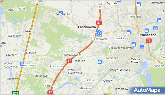 mapa Wilcza Góra gmina Lesznowola, Wilcza Góra gmina Lesznowola na mapie Targeo