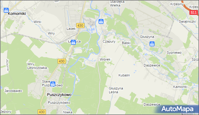 mapa Wiórek, Wiórek na mapie Targeo