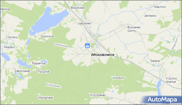 mapa Włoszakowice, Włoszakowice na mapie Targeo