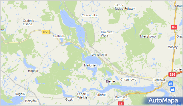 mapa Woszczele, Woszczele na mapie Targeo