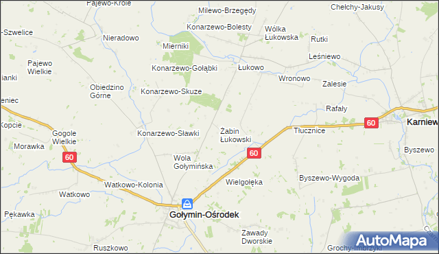 mapa Żabin Łukowski, Żabin Łukowski na mapie Targeo