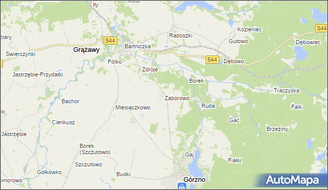 mapa Zaborowo gmina Górzno, Zaborowo gmina Górzno na mapie Targeo