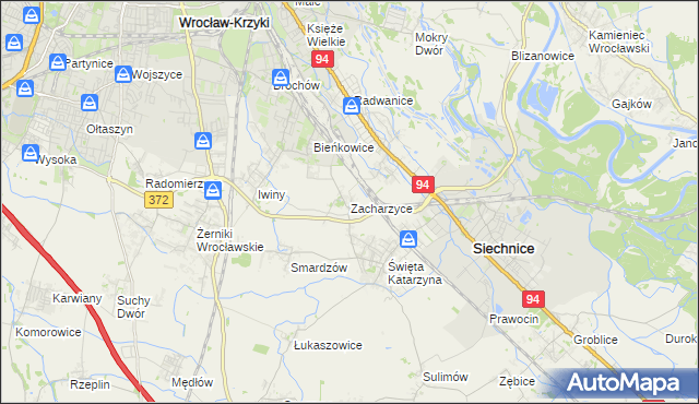 mapa Zacharzyce, Zacharzyce na mapie Targeo