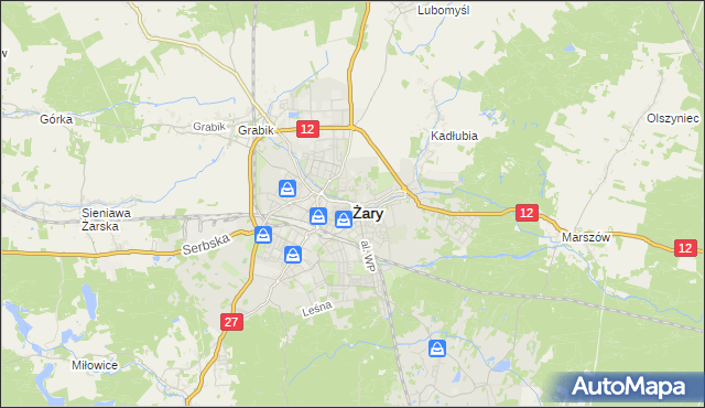 mapa Żary, Żary na mapie Targeo
