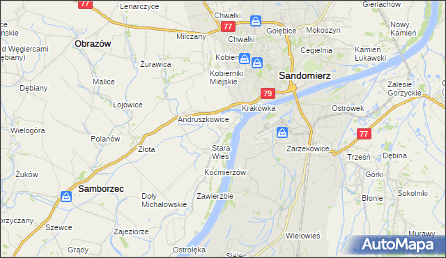 mapa Zawisełcze, Zawisełcze na mapie Targeo