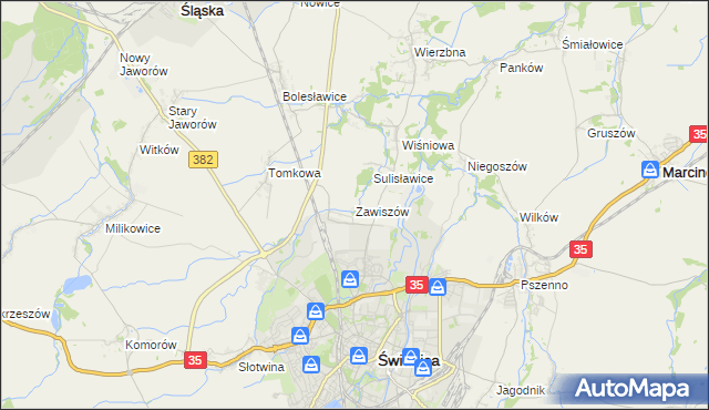 mapa Zawiszów, Zawiszów na mapie Targeo