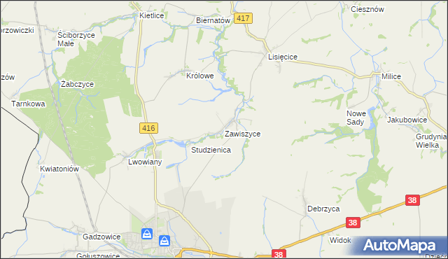 mapa Zawiszyce, Zawiszyce na mapie Targeo