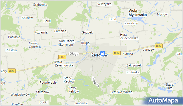 mapa Żelechów powiat garwoliński, Żelechów powiat garwoliński na mapie Targeo