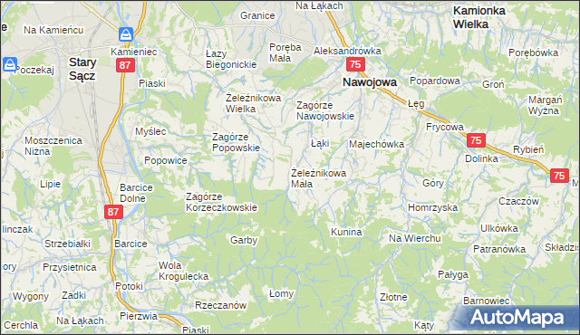 mapa Żeleźnikowa Mała, Żeleźnikowa Mała na mapie Targeo