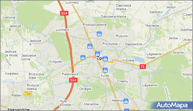 mapa Zgierz, Zgierz na mapie Targeo