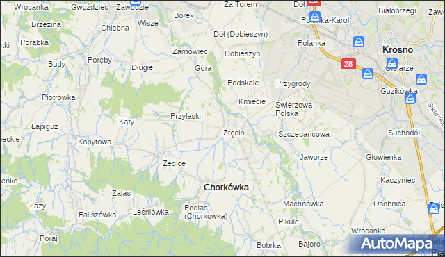 mapa Zręcin, Zręcin na mapie Targeo