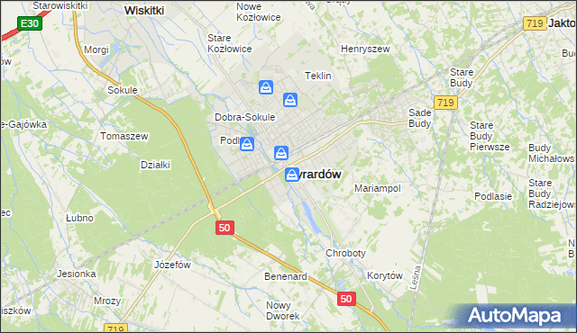 mapa Żyrardów, Żyrardów na mapie Targeo