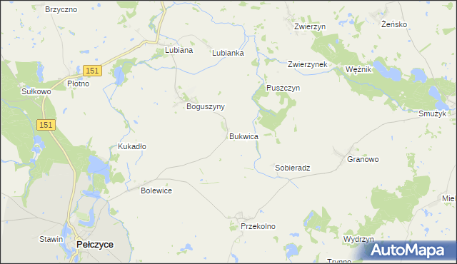 mapa Bukwica gmina Pełczyce, Bukwica gmina Pełczyce na mapie Targeo