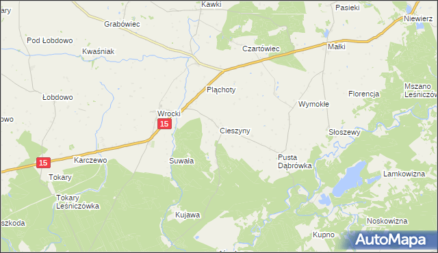 mapa Cieszyny gmina Golub-Dobrzyń, Cieszyny gmina Golub-Dobrzyń na mapie Targeo