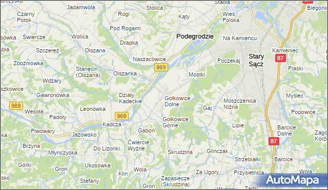 mapa Gołkowice Dolne, Gołkowice Dolne na mapie Targeo