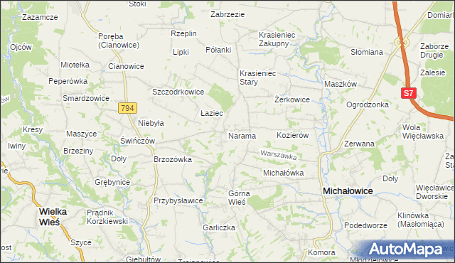 mapa Narama, Narama na mapie Targeo