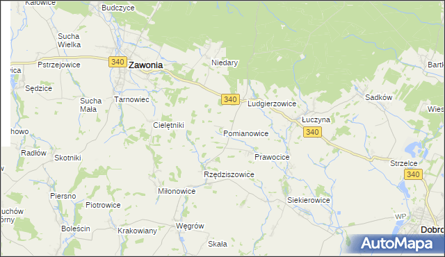 mapa Pomianowice, Pomianowice na mapie Targeo