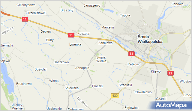mapa Słupia Wielka, Słupia Wielka na mapie Targeo